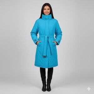 Vintage Blue Down Gore-Tex Duvet Midi Puffer Parka - Small